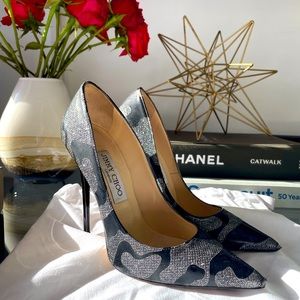 JIMMY CHOO Black/Silver pumps size 37 - preowned